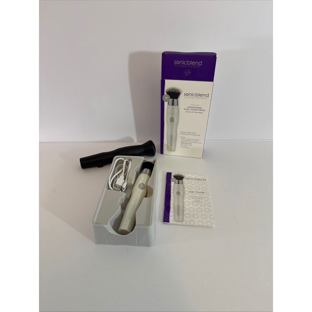 New Michael Todd Beauty Sonicblend Antimicrobial Sonic Makeup Brush Pearl White